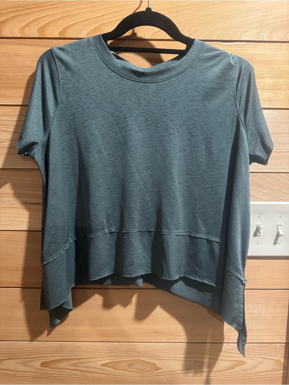 Zenana Outfitters Washed Teal Layered Short Sleeve Top